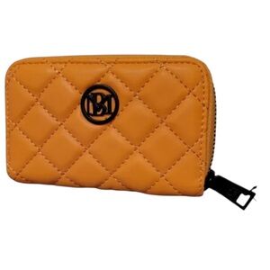 Badgley Mischka Yellow Small Quilted Coin Purse Wallet
